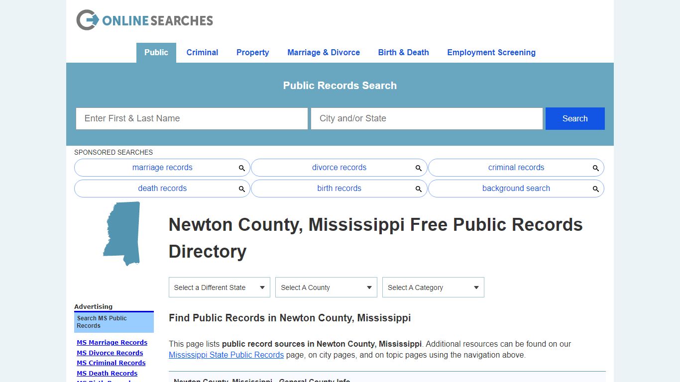 Newton County, Mississippi Public Records Directory